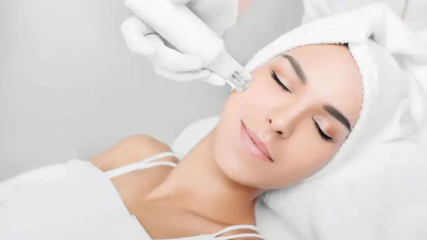Client receiving a professional Mesotherapy skin rejuvenation treatment at Xthetics Med Spa.