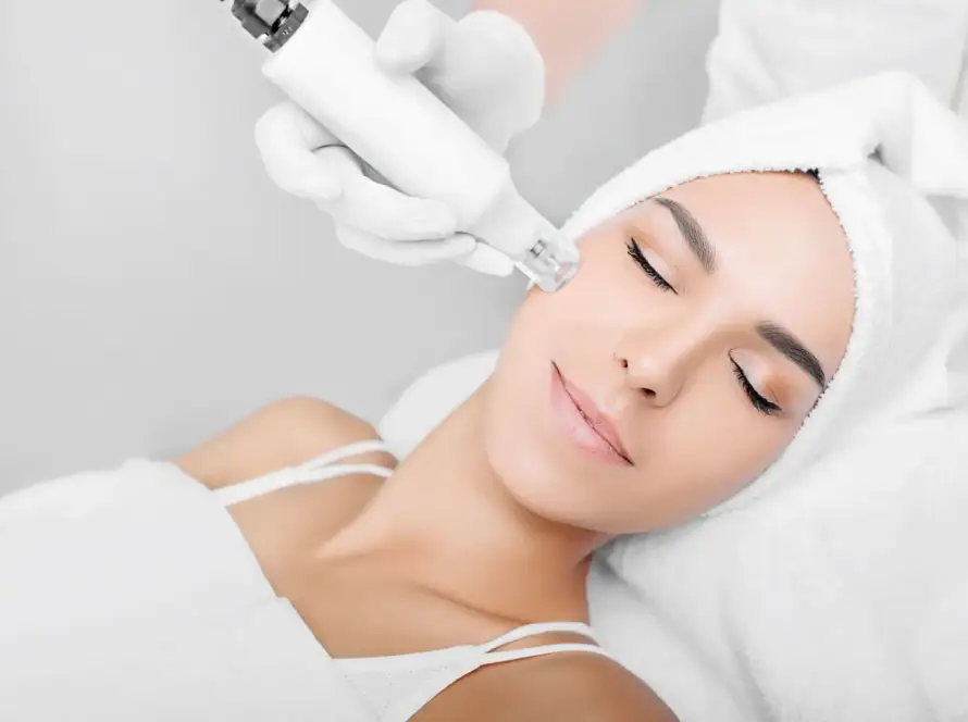 Client receiving a professional Mesotherapy skin rejuvenation treatment at Xthetics Med Spa.